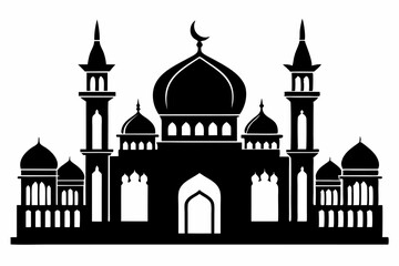 mosque line art silhouette vector illustration