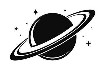 saturn with sparkle line art silhouette vector illustration © Pinak