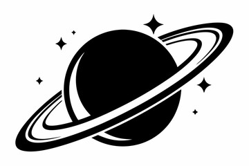saturn with sparkle line art silhouette vector illustration © Pinak