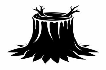 tree stump line art silhouette vector illustration
