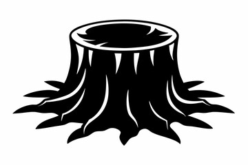 tree stump line art silhouette vector illustration