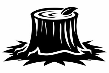 tree stump line art silhouette vector illustration