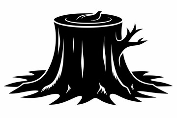 tree stump line art silhouette vector illustration