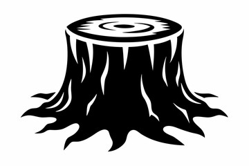 tree stump line art silhouette vector illustration