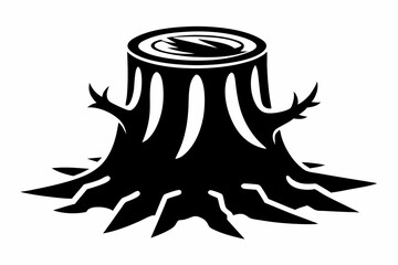 tree stump line art silhouette vector illustration