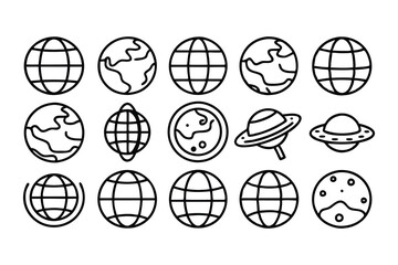 globe and planet related editable stroke outline i