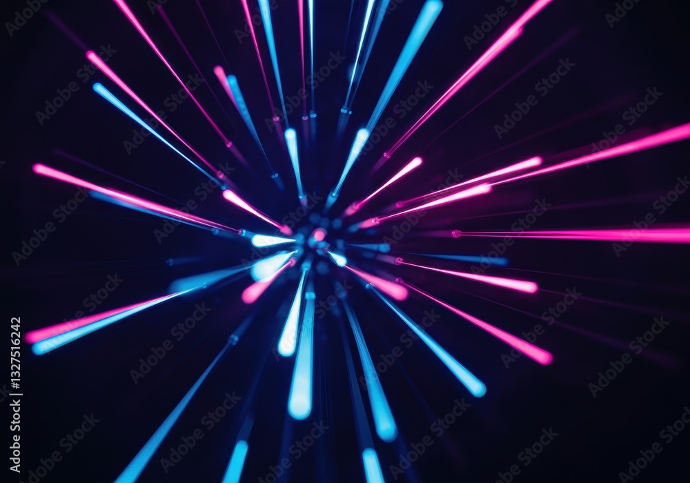 Poster vibrant light rays in pink and blue colors creating a dynamic visual effect
