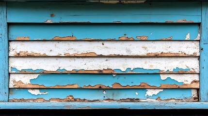 Fototapeta premium Peeling paint on old window shutter, close up view