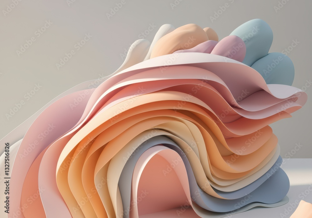 Aufkleber abstract layered shapes in soft pastel colors creating a modern design