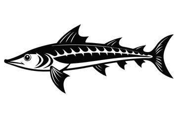 Fototapeta premium barracuda line art silhouette vector illustration