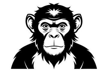 chimpanzee line art silhouette vector illustration