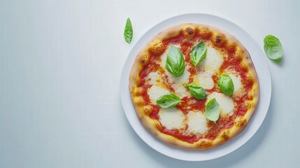 Aromatic Italian Pizza with Fresh Basil and Mozzarella Cheese - A Culinary Masterpiece