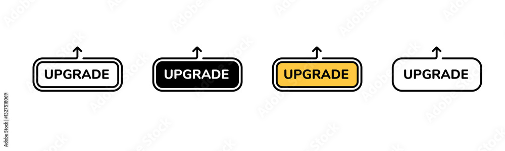 Poster four buttons labeled upgrade, each with unique designs showcasing style and functionality difference