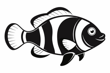 coral fish line art silhouette vector illustration