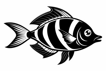 coral fish line art silhouette vector illustration