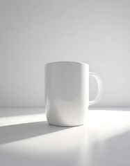 Obraz premium A minimalist white coffee mug against a bright white backdrop stands tall