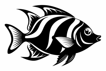 coral fish line art silhouette vector illustration