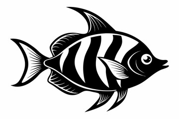 coral fish line art silhouette vector illustration