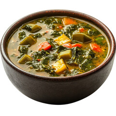 A Bowl of Caribbean Callaloo Leafy Vegetable Stew Isolated on Transparent Background