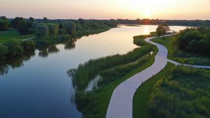 Obraz premium Scenic River Trails for Nature Lovers at Golden Hour