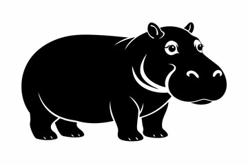 hippopotamus line art silhouette vector illustration