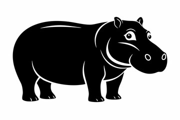 hippopotamus line art silhouette vector illustration