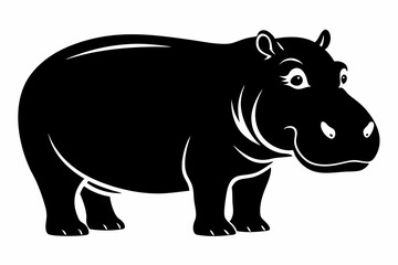 hippopotamus line art silhouette vector illustration