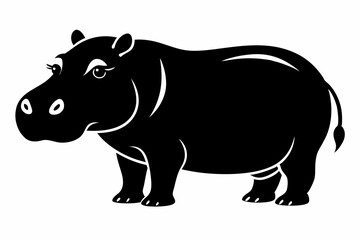 hippopotamus line art silhouette vector illustration