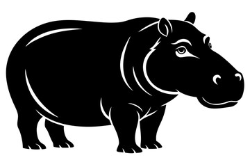 hippopotamus line art silhouette vector illustration