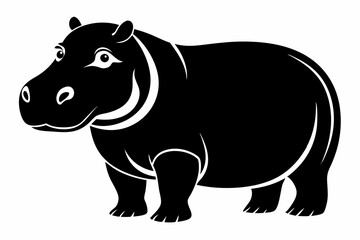 hippopotamus line art silhouette vector illustration