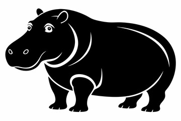 hippopotamus line art silhouette vector illustration