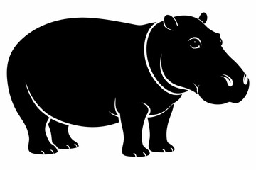hippopotamus line art silhouette vector illustration