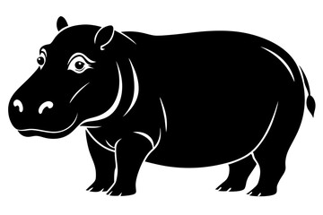 hippopotamus line art silhouette vector illustration