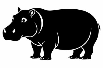 hippopotamus line art silhouette vector illustration