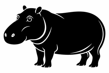 hippopotamus line art silhouette vector illustration