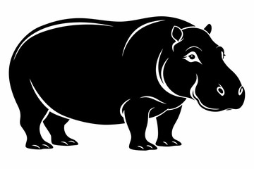 hippopotamus line art silhouette vector illustration