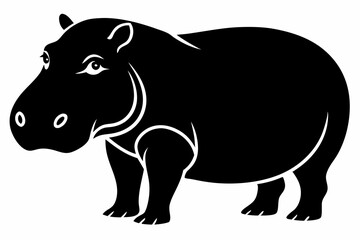 hippopotamus line art silhouette vector illustration