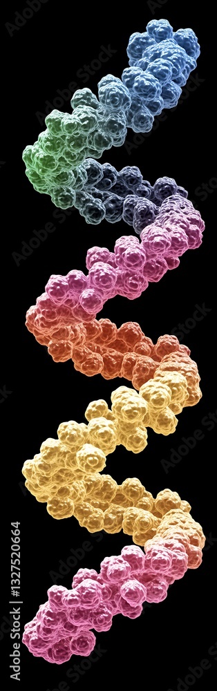 Poster abstract molecular structure with vibrant gradient coloring and black backdrop