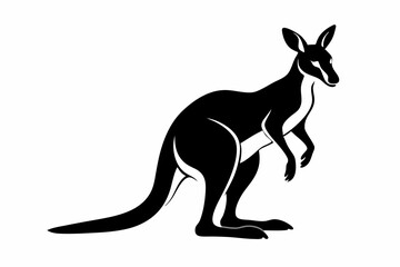 kangaroo line art silhouette vector illustration