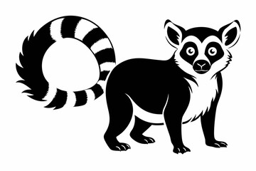 lemur line art silhouette vector illustration