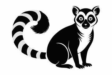 lemur line art silhouette vector illustration