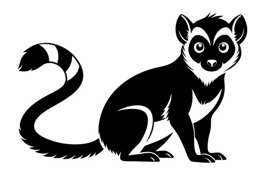 lemur line art silhouette vector illustration