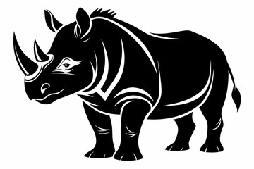 rhinoceros line art silhouette vector illustration