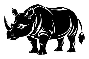 rhinoceros line art silhouette vector illustration