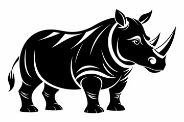 rhinoceros line art silhouette vector illustration