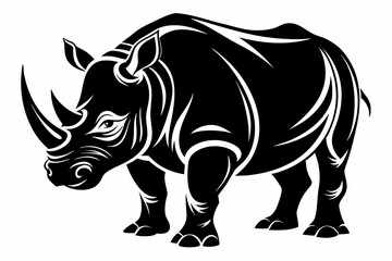 rhinoceros line art silhouette vector illustration