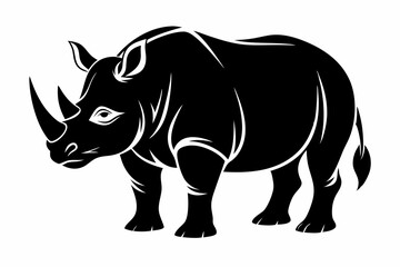 rhinoceros line art silhouette vector illustration