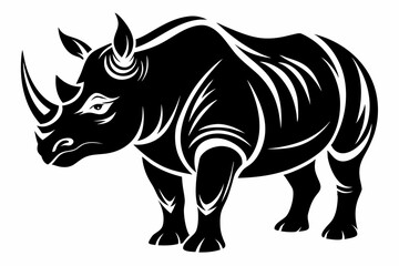 rhinoceros line art silhouette vector illustration