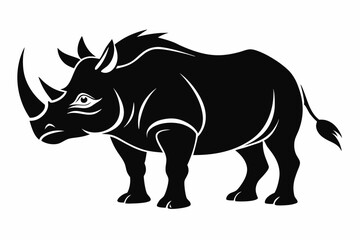 Fototapeta premium rhinoceros line art silhouette vector illustration