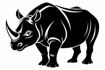 rhinoceros line art silhouette vector illustration